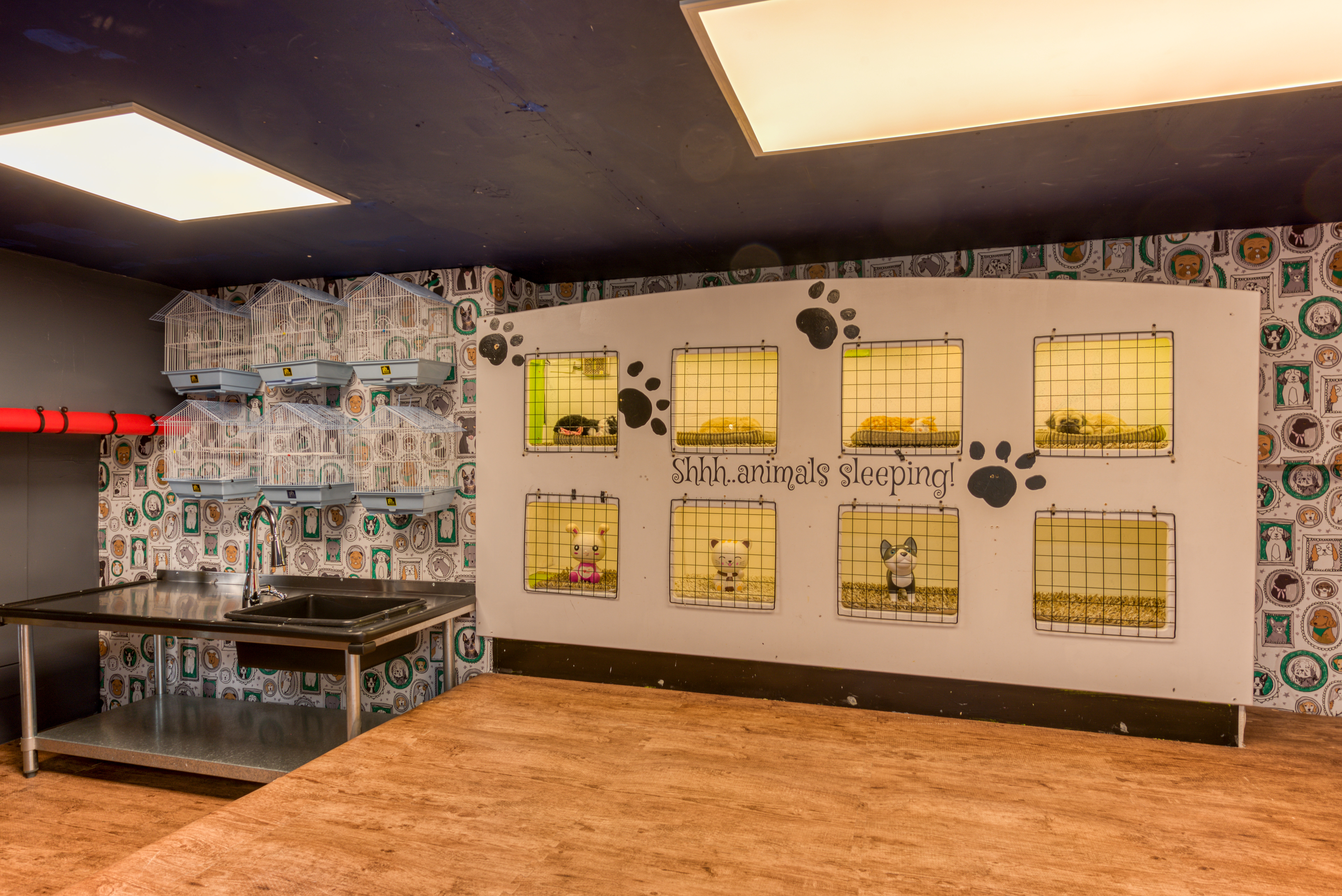 Children sliding down the indoor slides